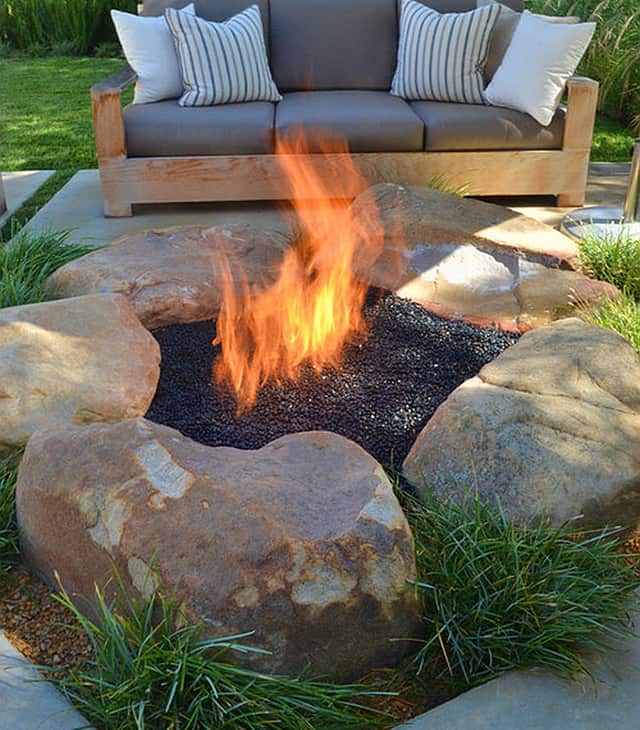 boulder fire pit