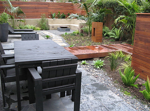 Carefully landscaped backyard