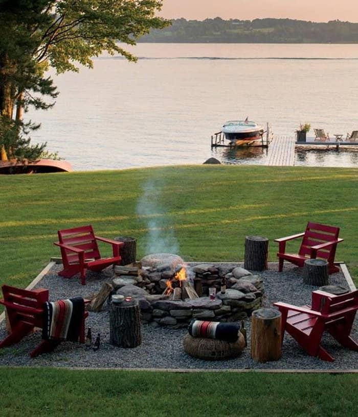 rustic flagstone fire pit