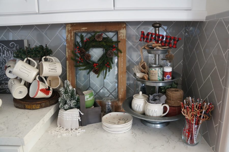 Self-Serve Coffee And Hot Cocoa Corner As Christmas Decorations