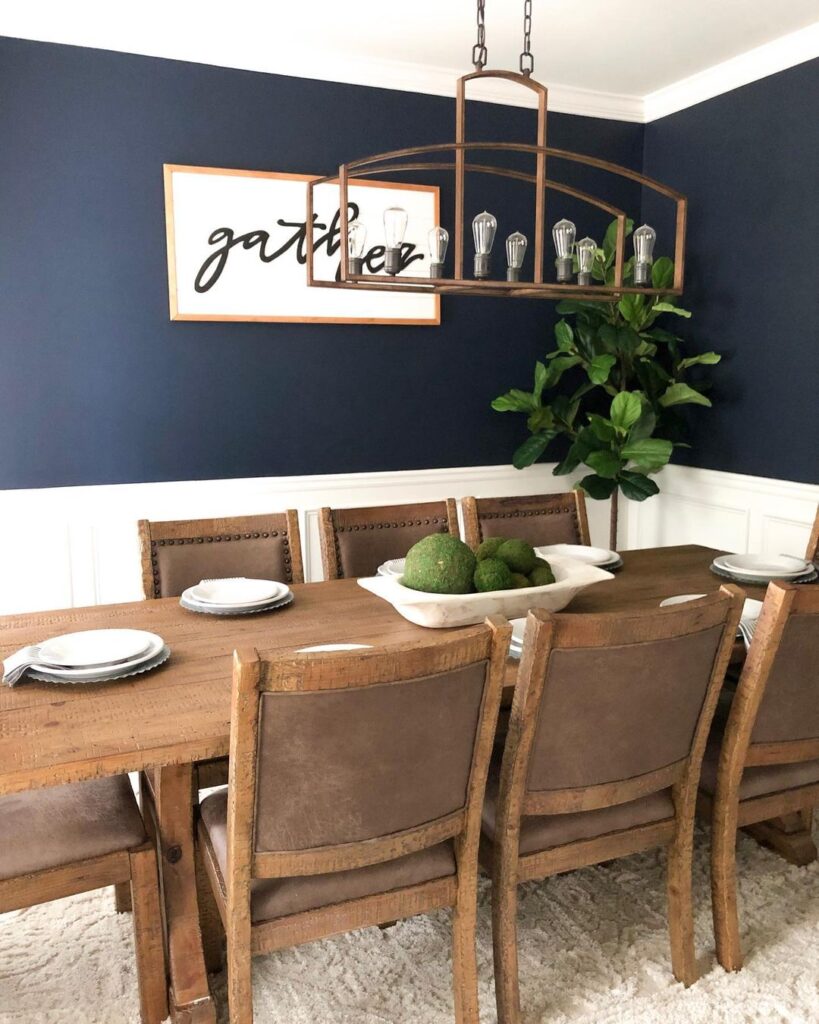 White Half Wall Paneling For Grey Wall Dining Room