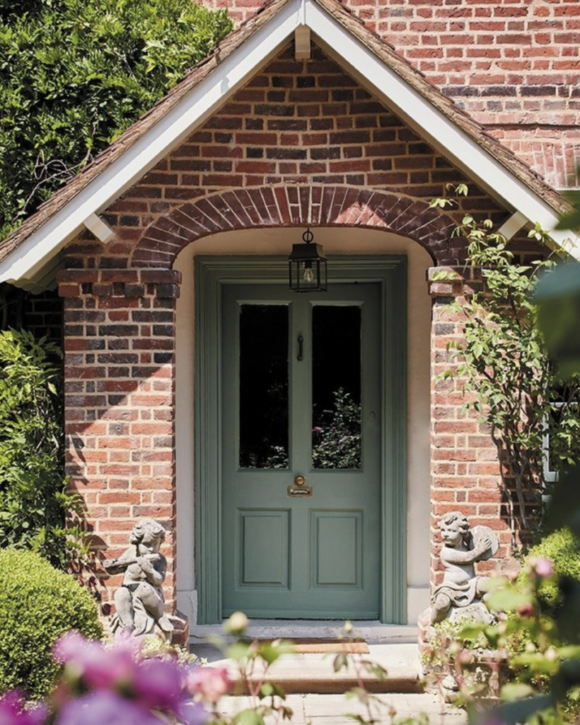 A Light Green Glass Door with Black Lighting