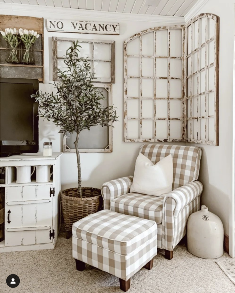 A reading nook beside a cozy rustic wooden window frame