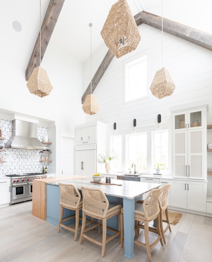 Airy Rustic Kitchen With a Vaulted Ceiling