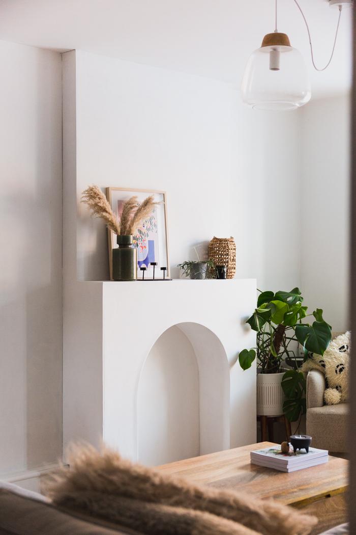 Arched Modern Mantel for a Fake Fireplace