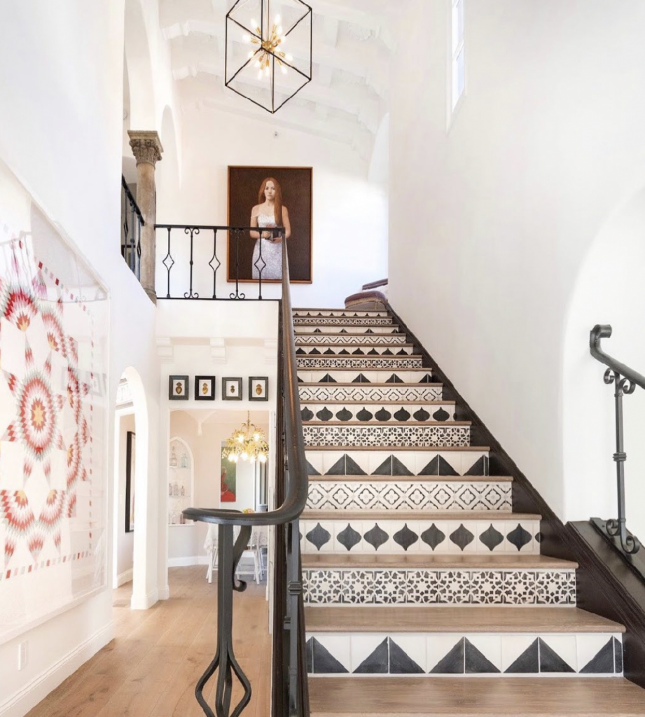 Assorted Black and White Stair Riser Tile