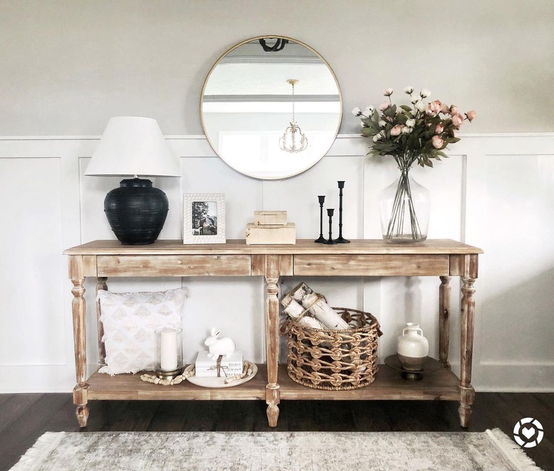 Balanced Pastoral Entryway Styling