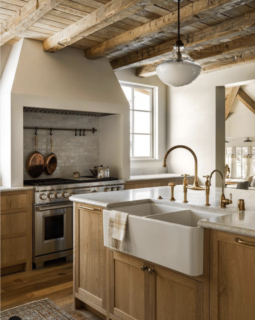 Barn Pendant Light Above a Farmhouse Kitchen Sink
