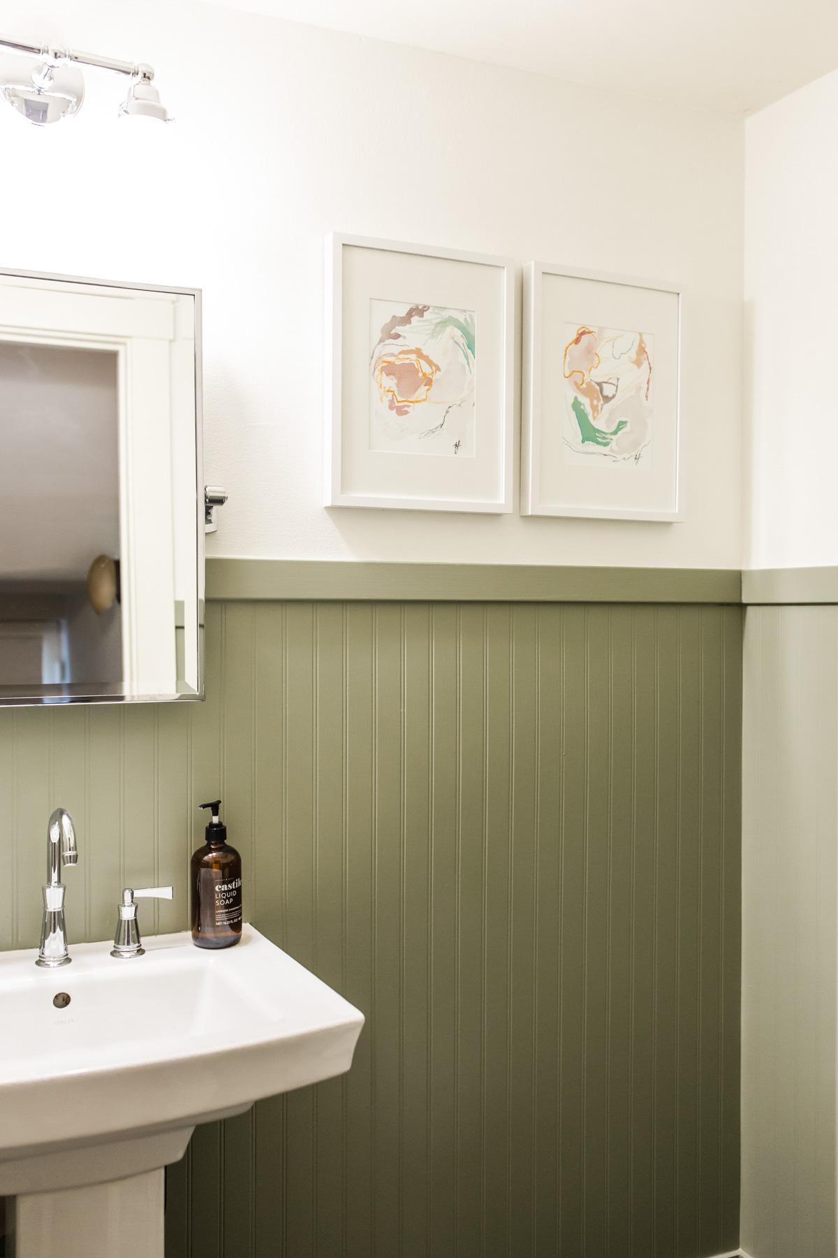 Beadboard Paneling in Olive Green