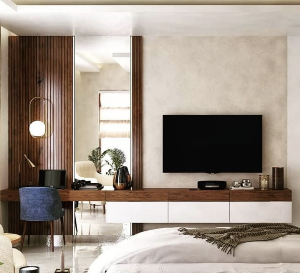 Bedroom TV and Mirror