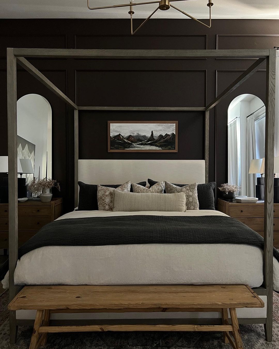 Bedroom with Wood Accents in Black White and Grey