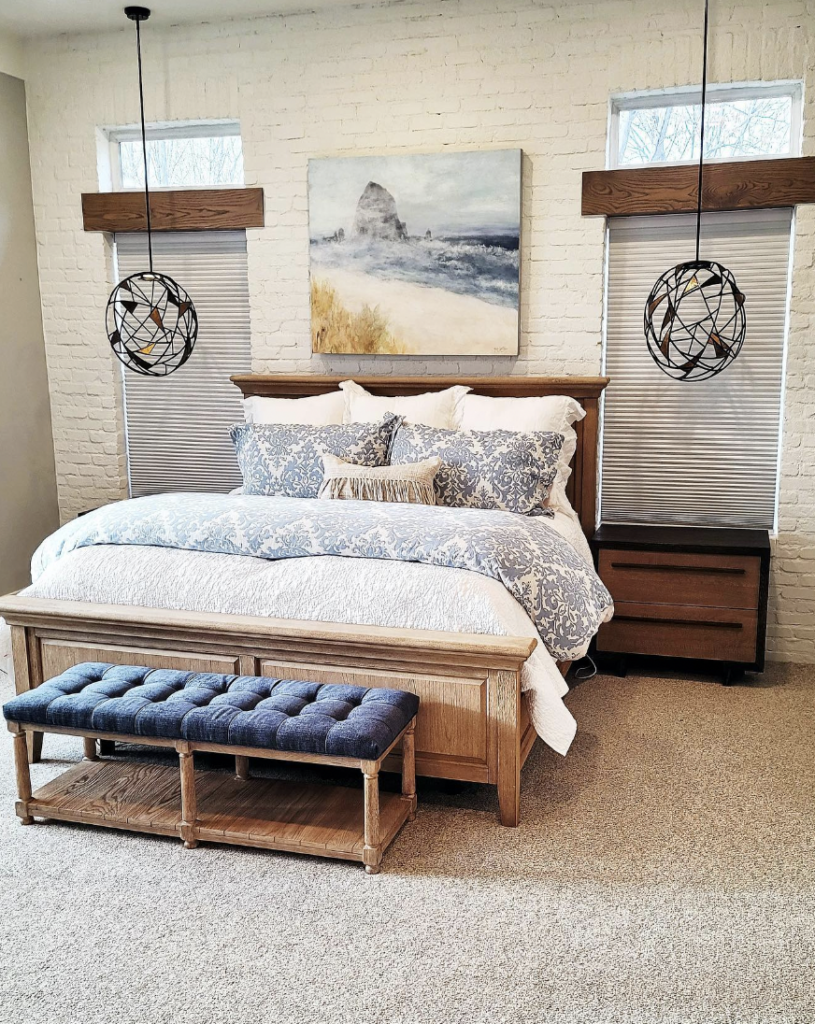 Beige Carpet and White Brick Wall