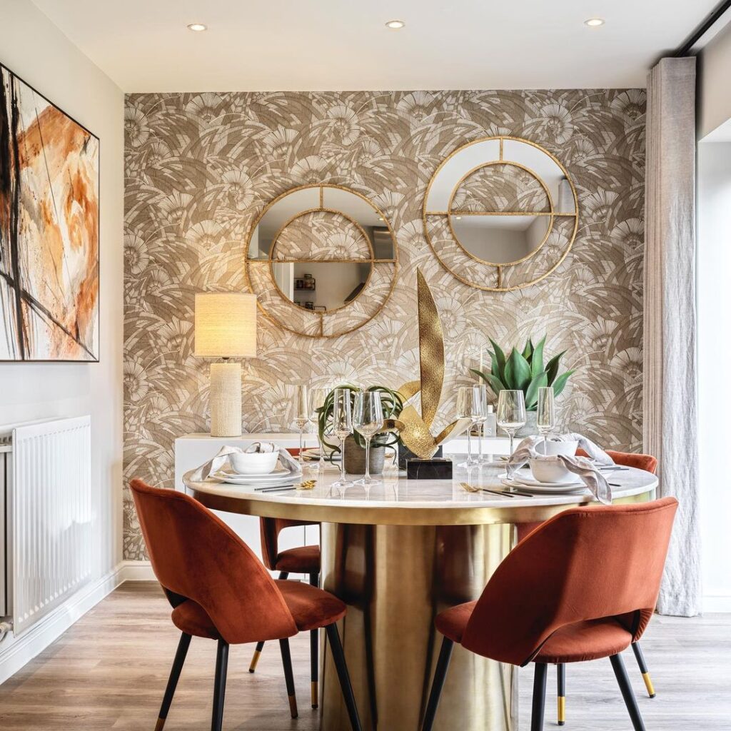 Beige Floral Wallpaper For Dining Room