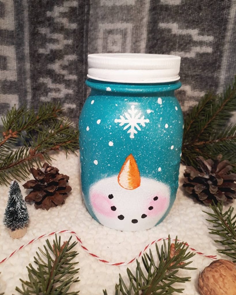 snowman painted mason jar crafts