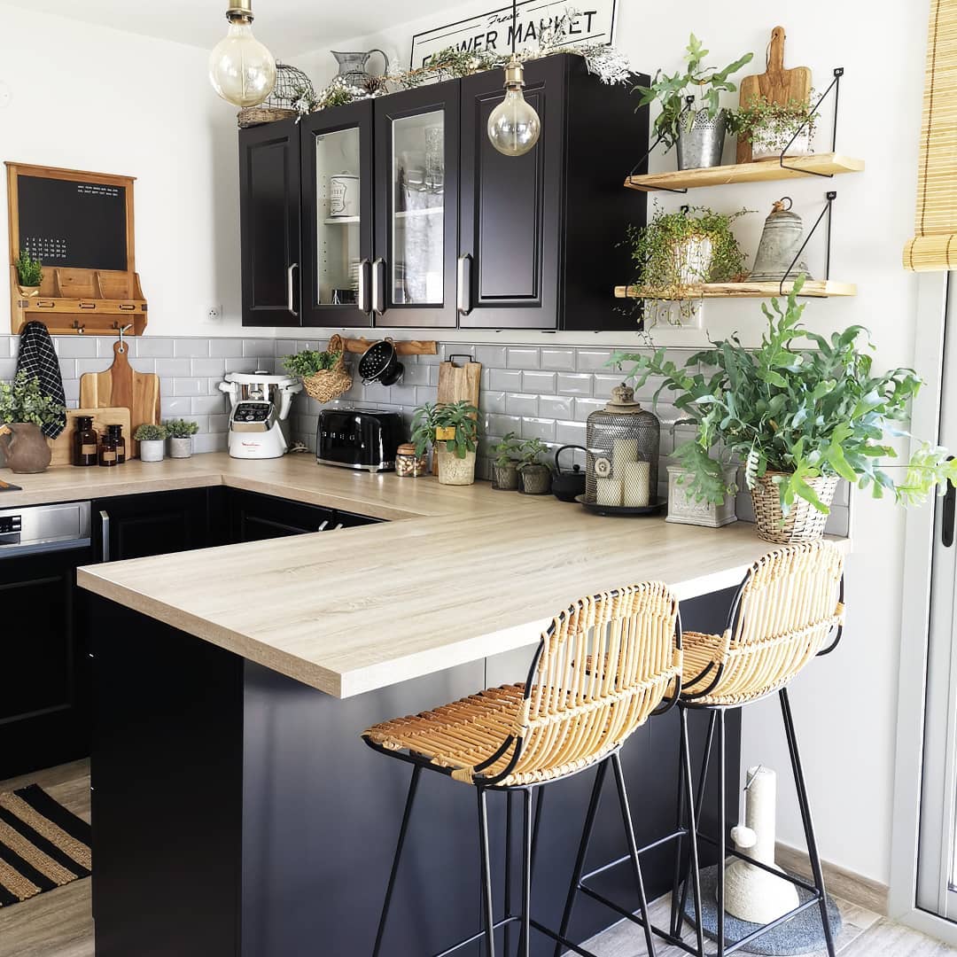 Bistro-Style Black-Framed Kitchen
