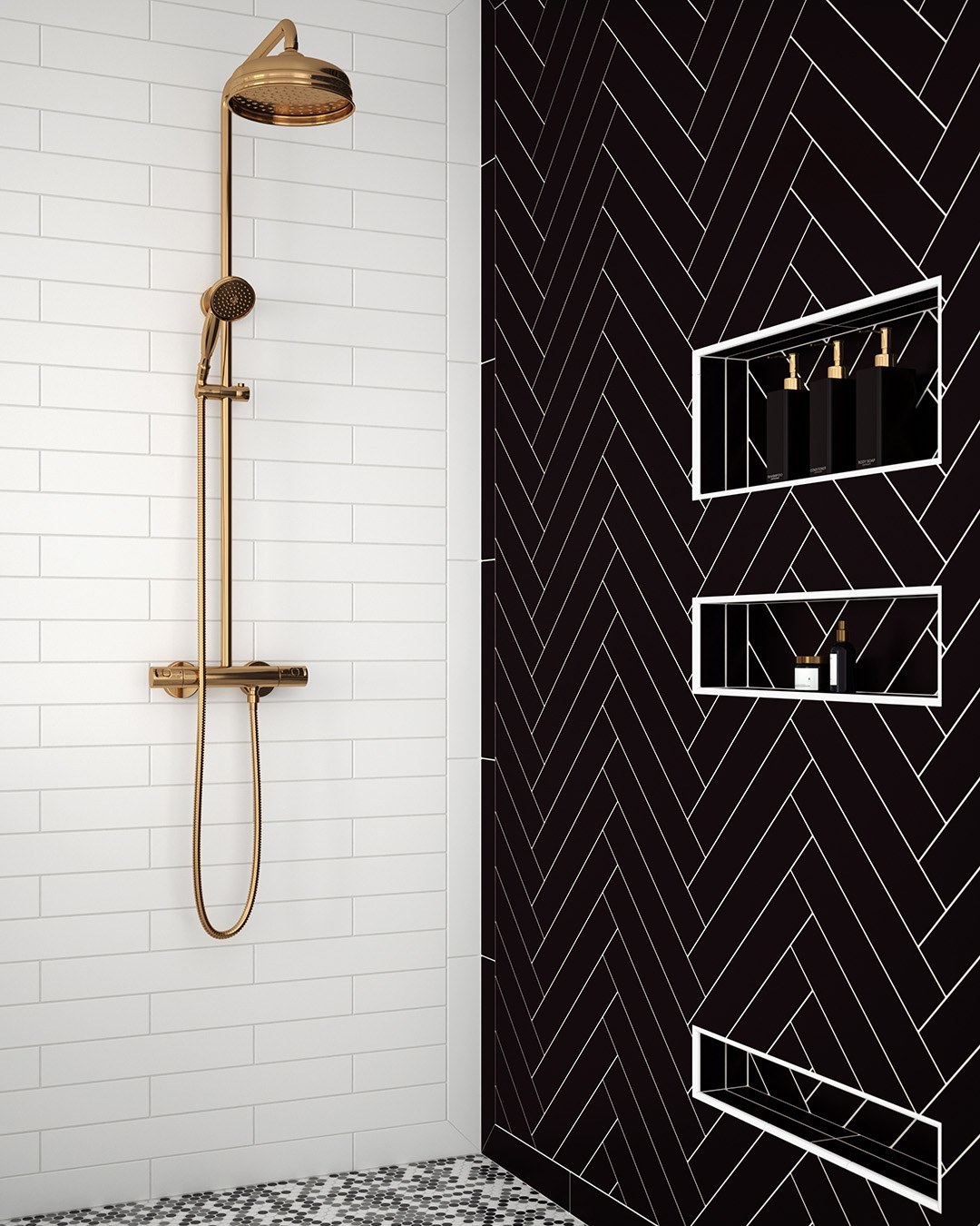 Chevron Chic Black Tile