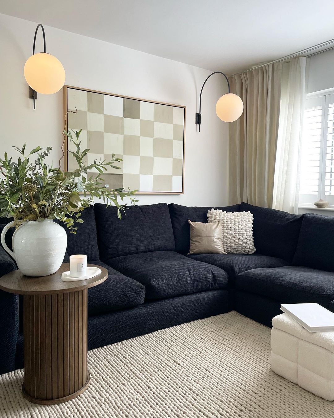 Cozy Elegance with a Black Couch