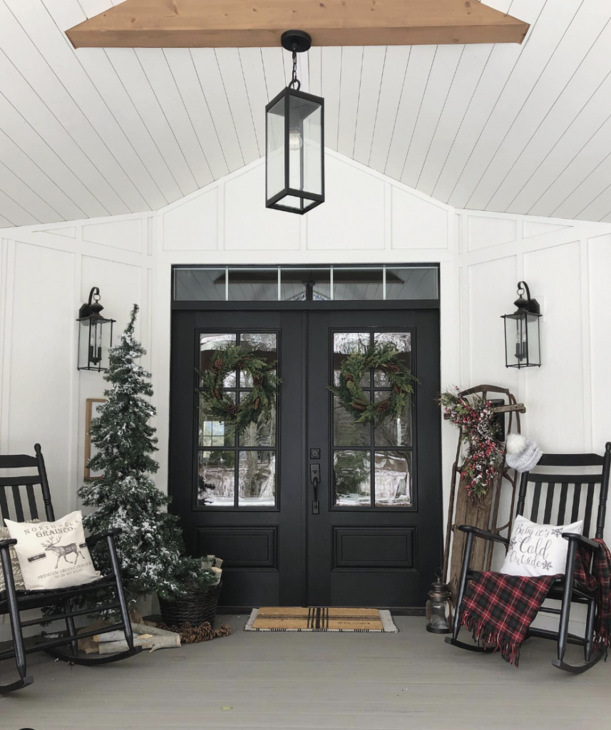 Black Door Framed by Sidelights