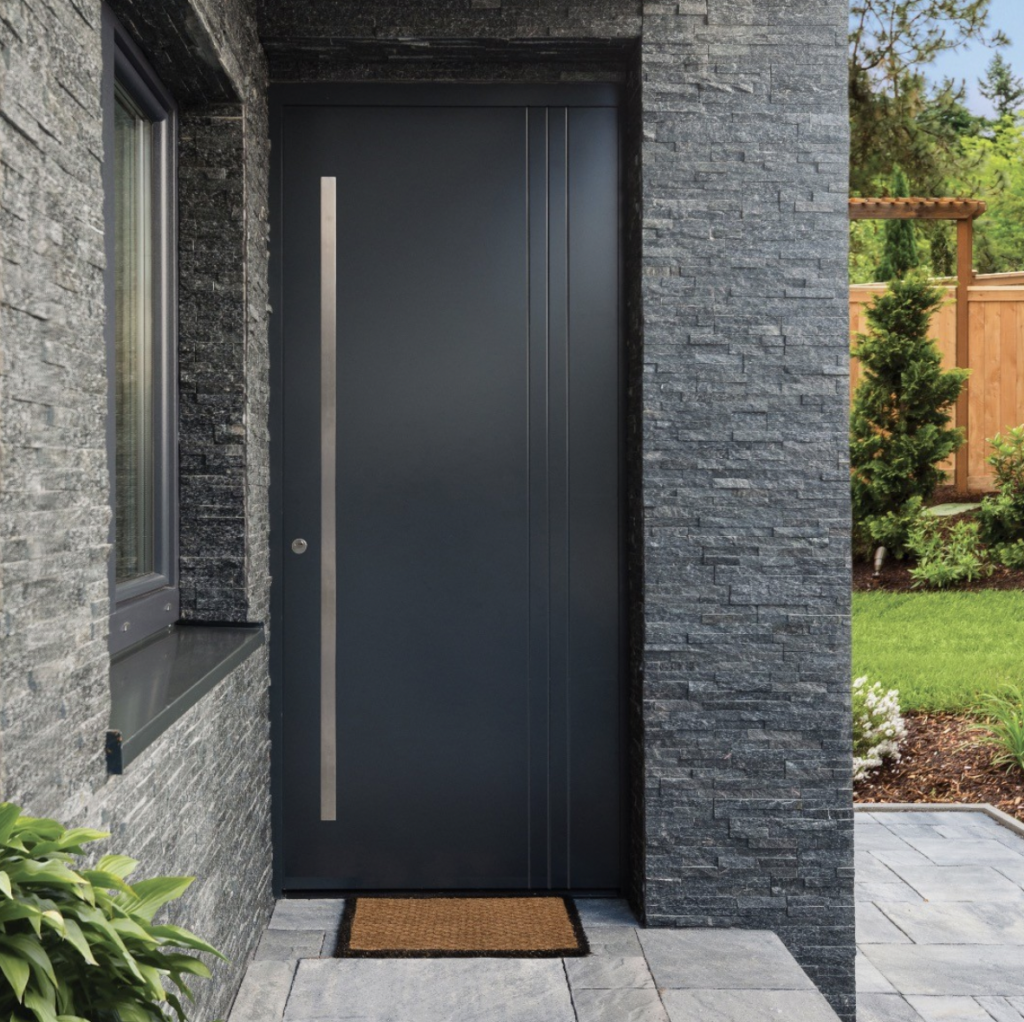 Black Door on a Stone House