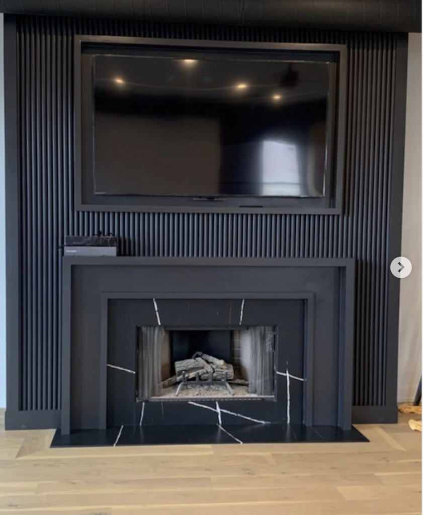 Black Fireplace in a Modern Style