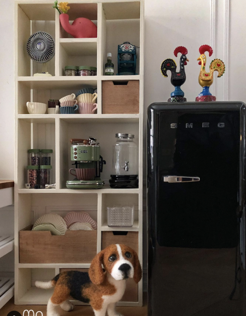 Black Fridge with Colourful Peacock