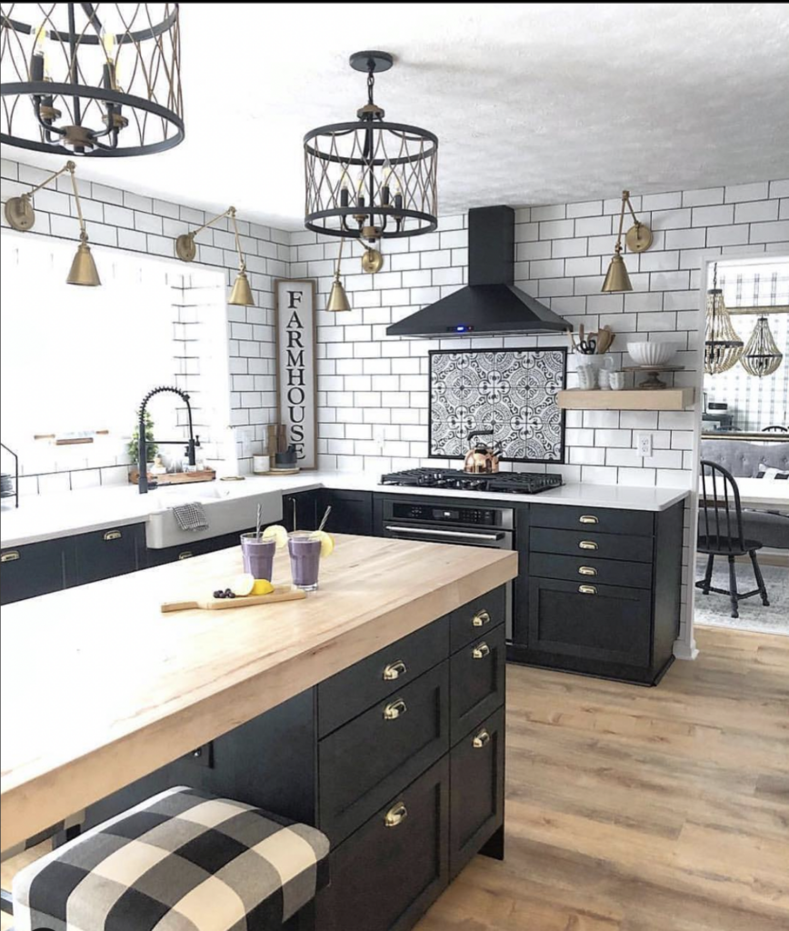 Black Kitchen Solid Wood Countertop