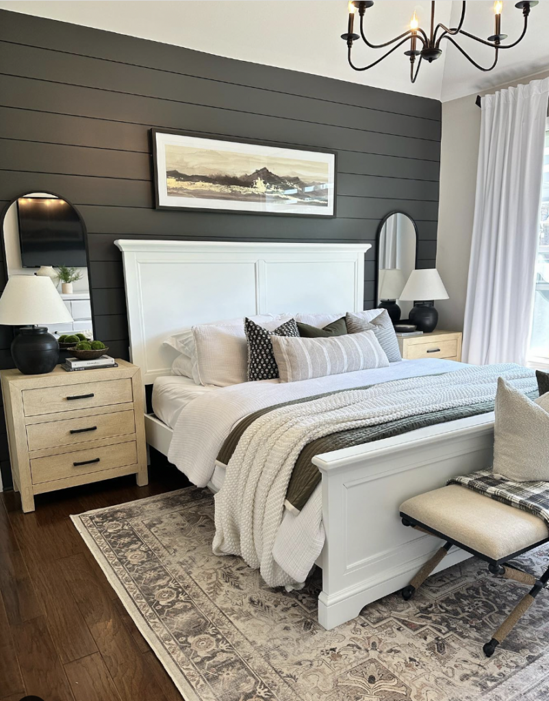 Black Shiplap Accent Wall Mirror Pairing