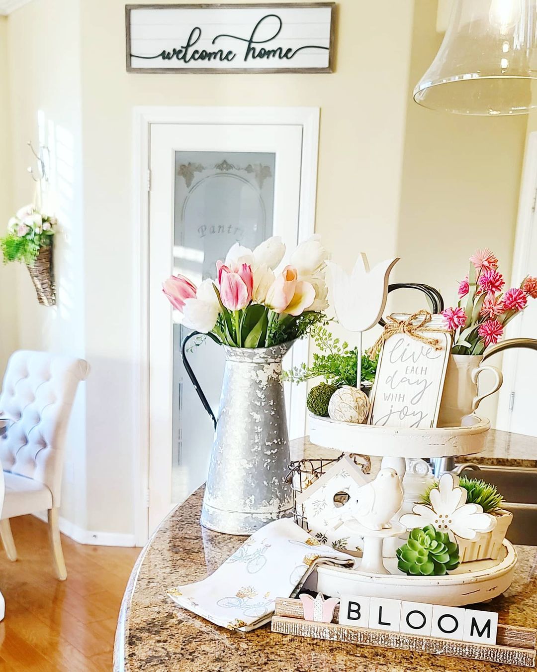 Blooming Entryway Tiered Tray Arrangement