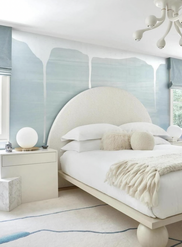 Blue Accents in a White Bedroom