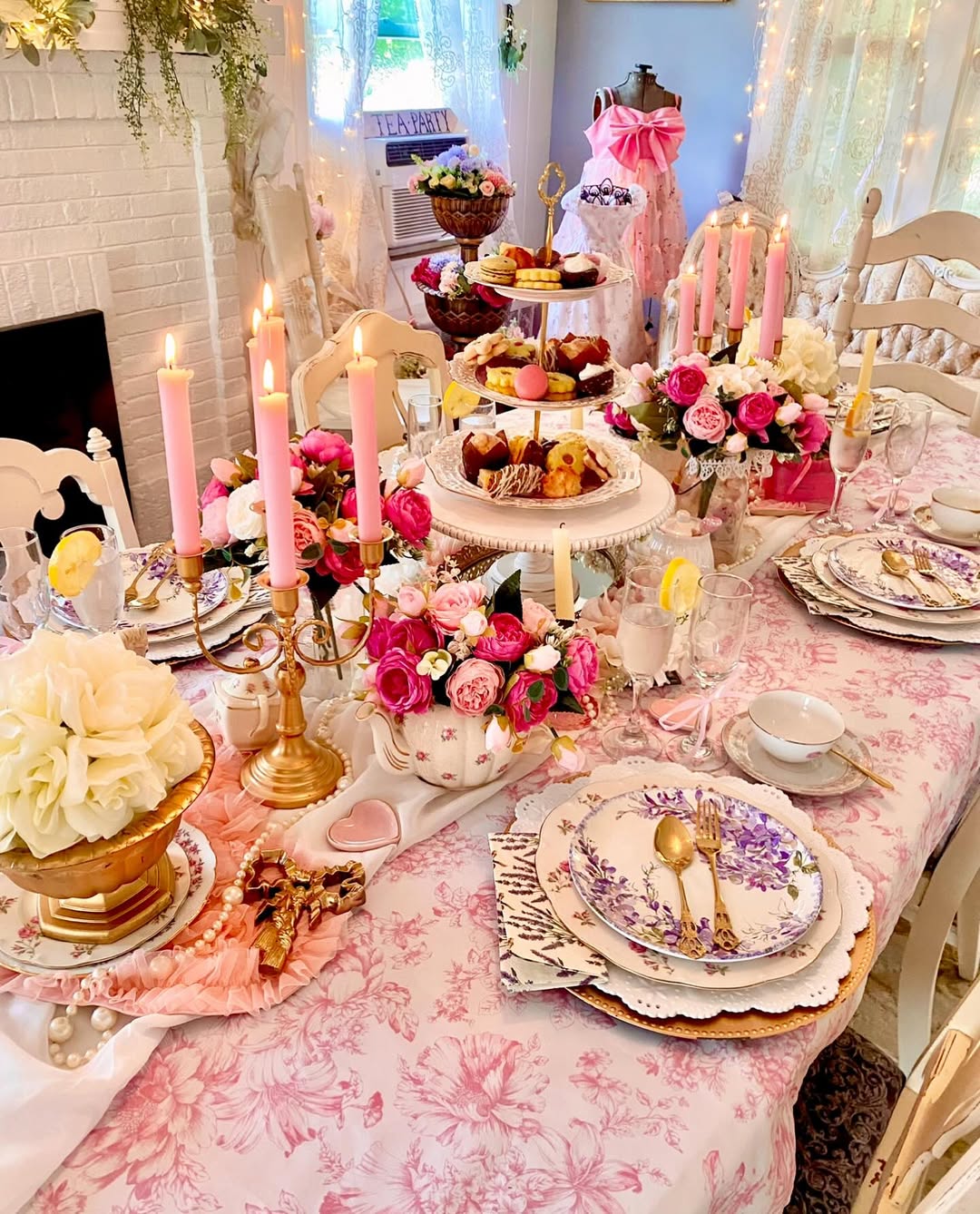 Blue and Blush Spring Tea Table