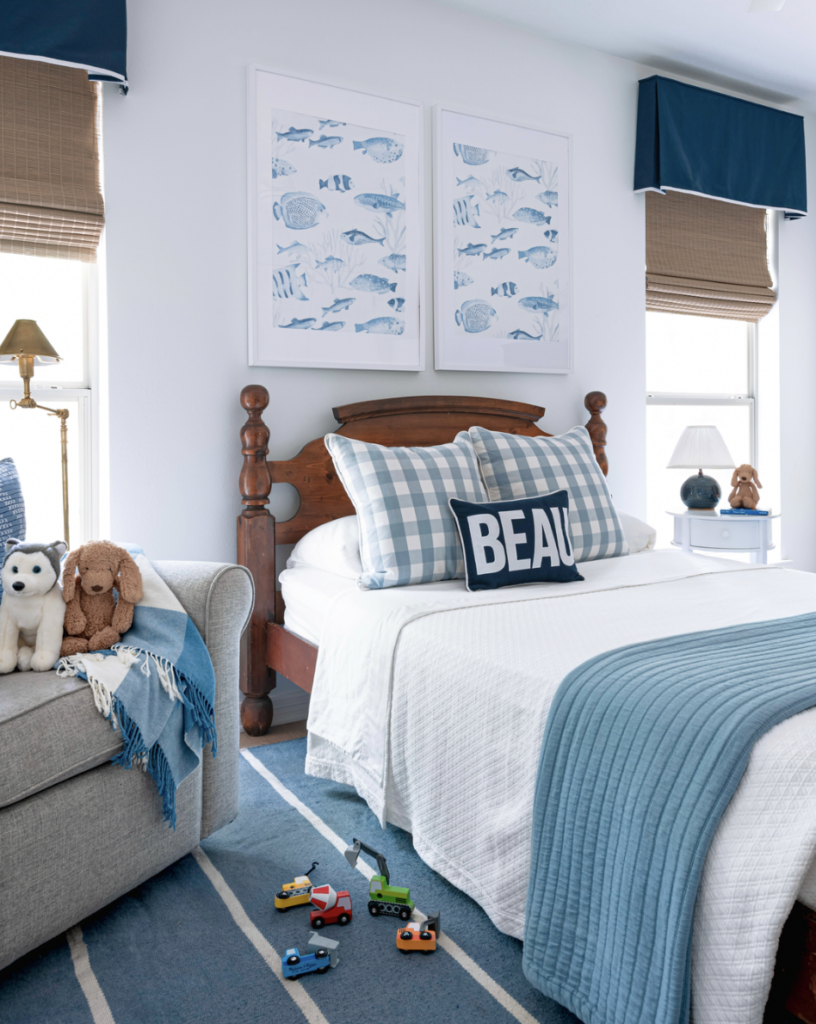 Blue and White Boys' Bedroom