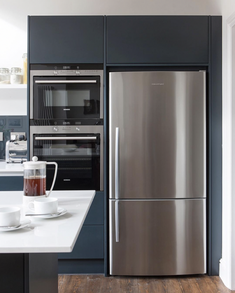 Blue Cabinets to the Ceiling