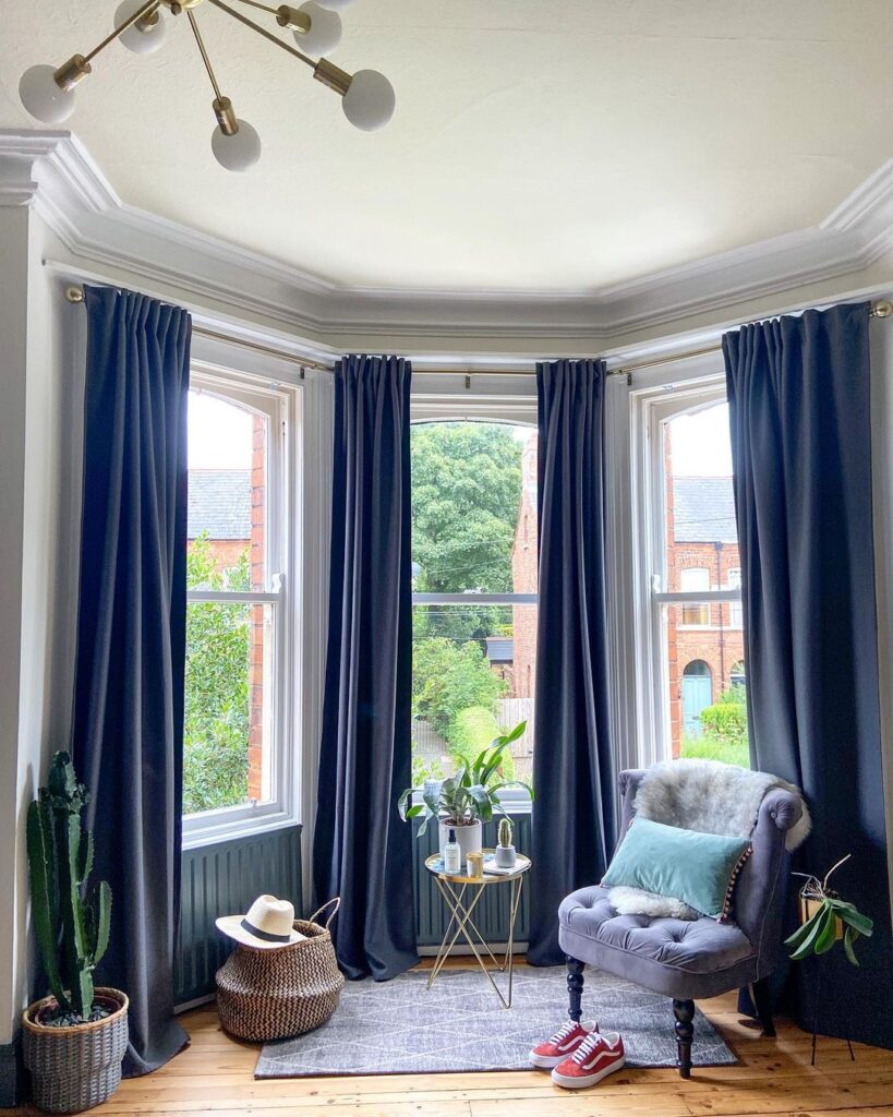 Blue Curtain for a Cozy Reading Nook