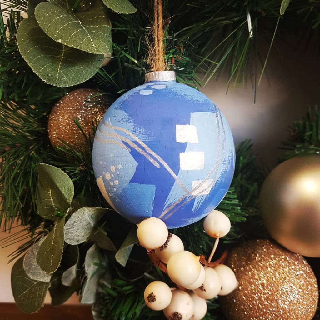 Blue Handpainted Christmas Bauble