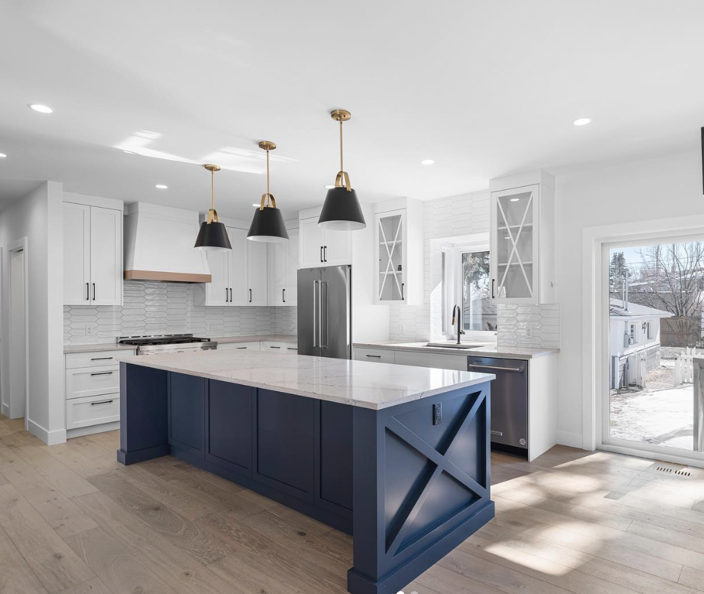 Blue Island with Black Hanging Lights