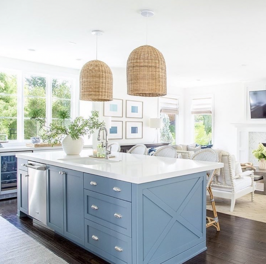 Blue Island with White Cabinetry