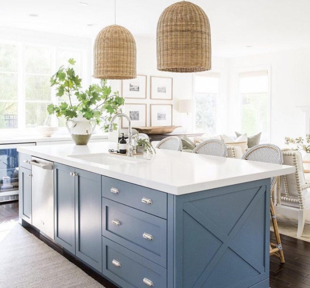 Blue Island with White Countertop