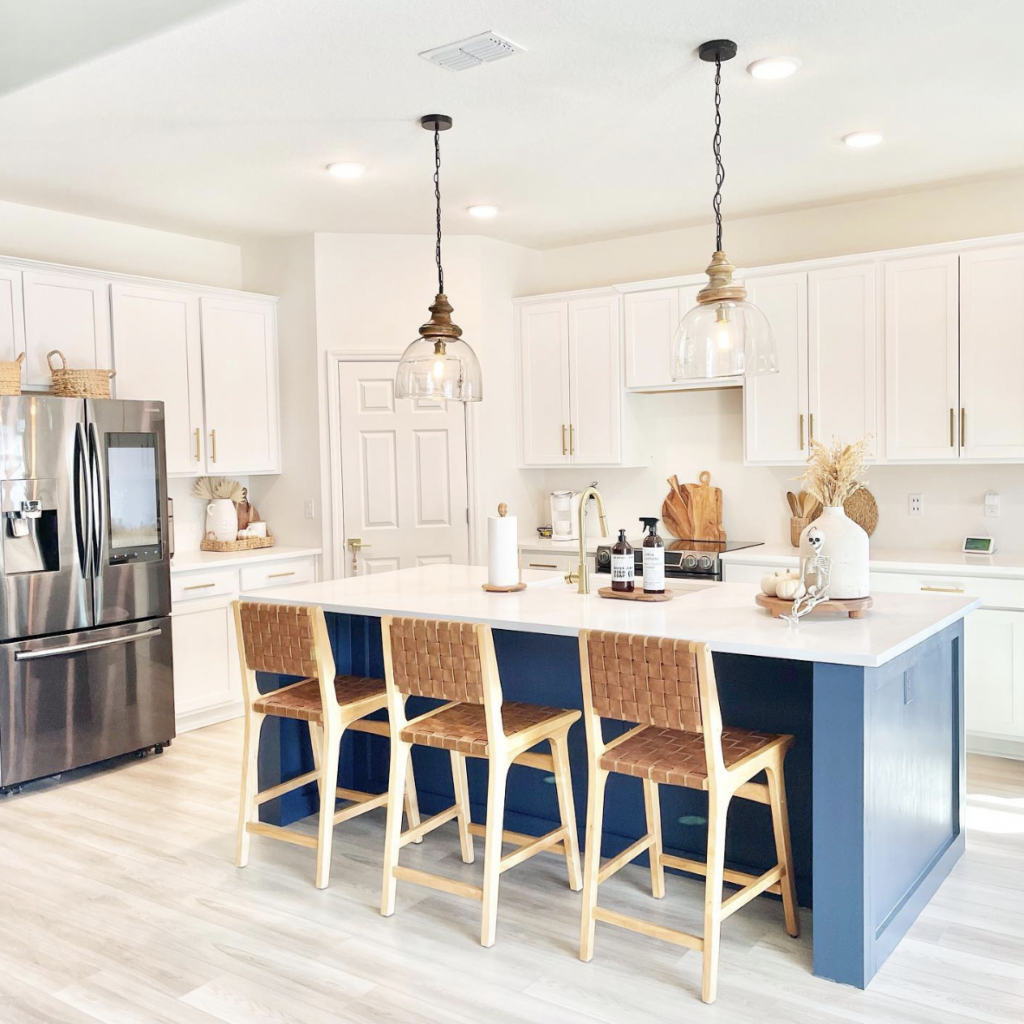Blue Island with Wood Accent