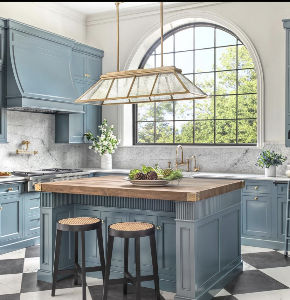 Blue Kitchen Checkerboard Flooring