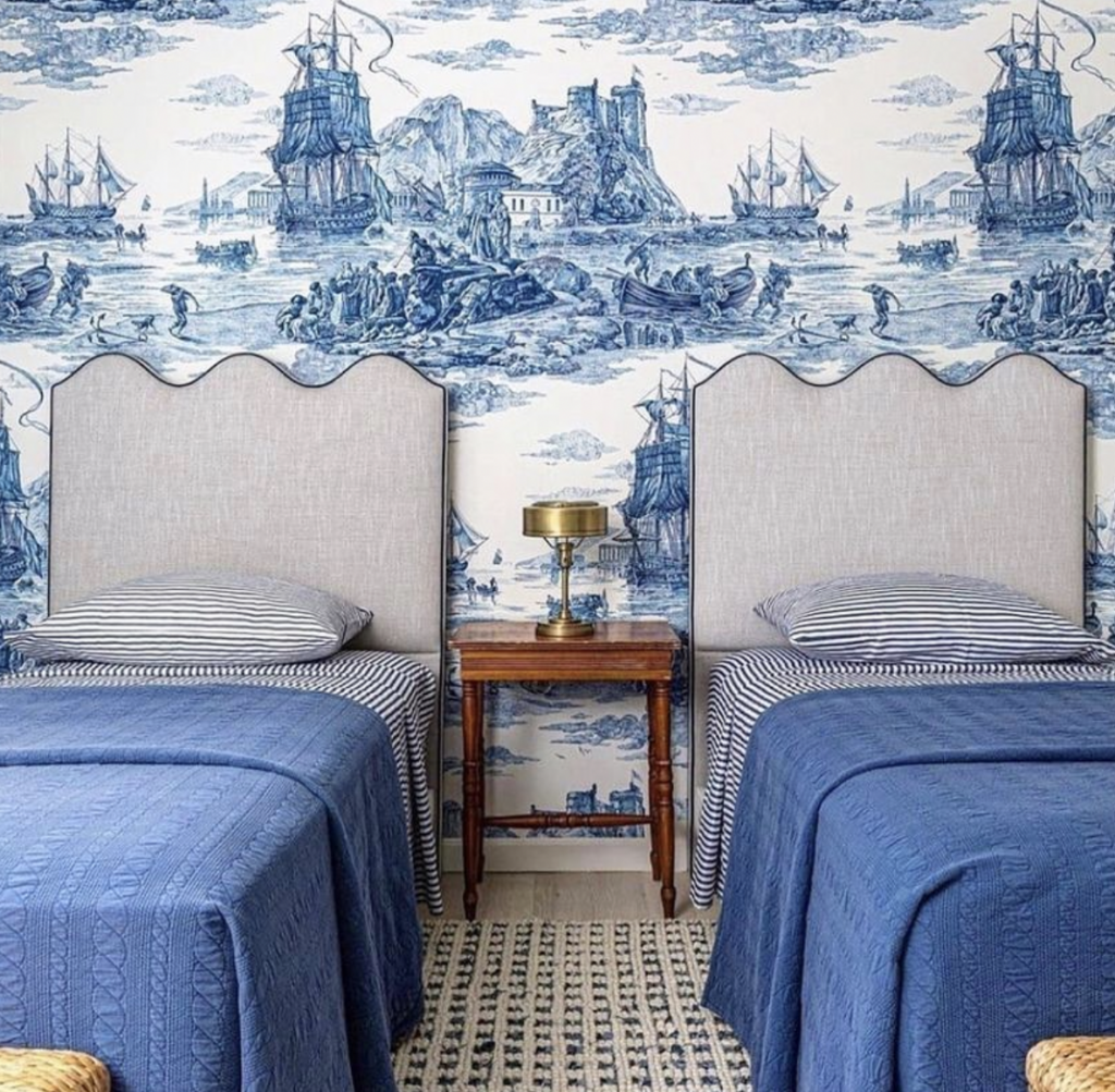 Blue Mural Twin Bedroom