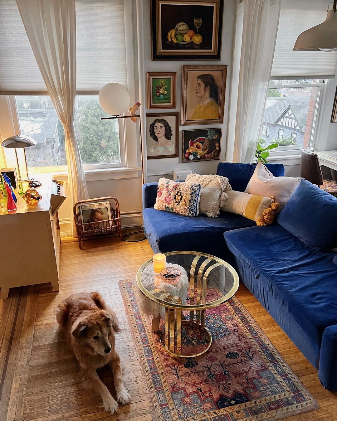 Blue Room with Classic Portraits