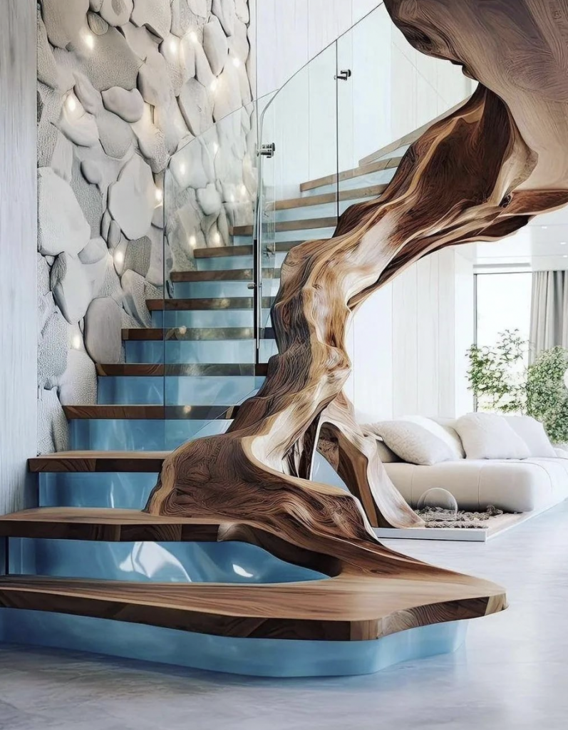 Blue Wood Stair Risers