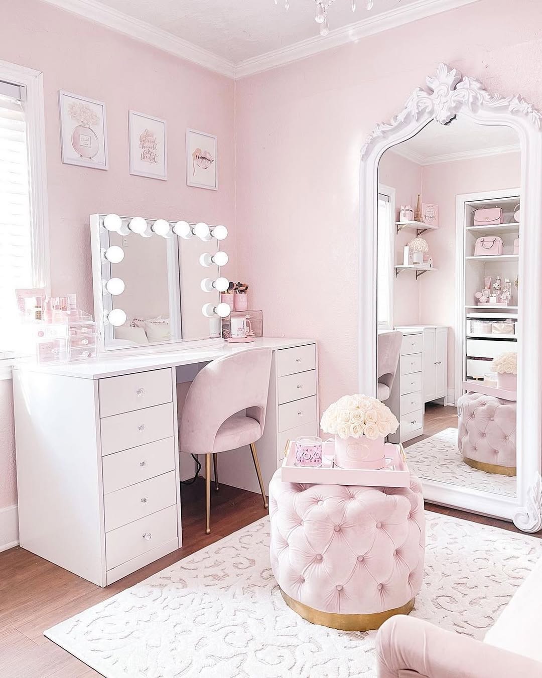 Blush Seating for Vanity Lighting