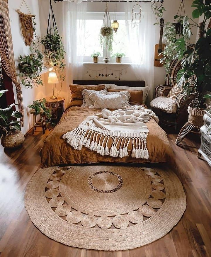Boho Bedroom Wood Floors