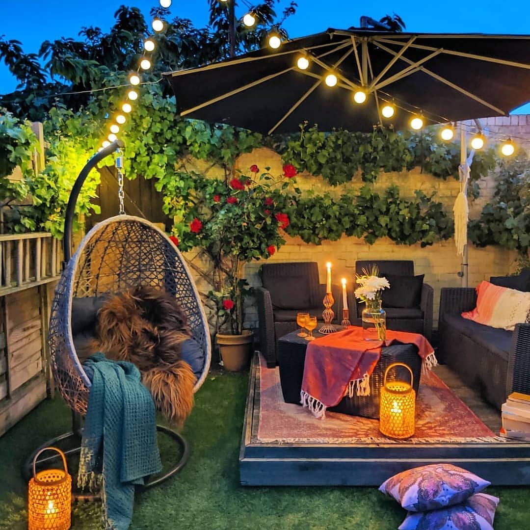 Evening Bloom Under Lights - Boho Patio Decor Ideas