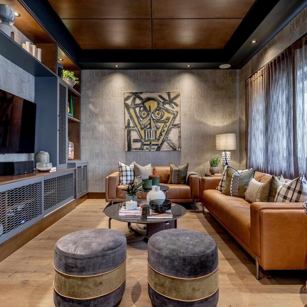 Sophisticated Urban Lounge with Bold Art