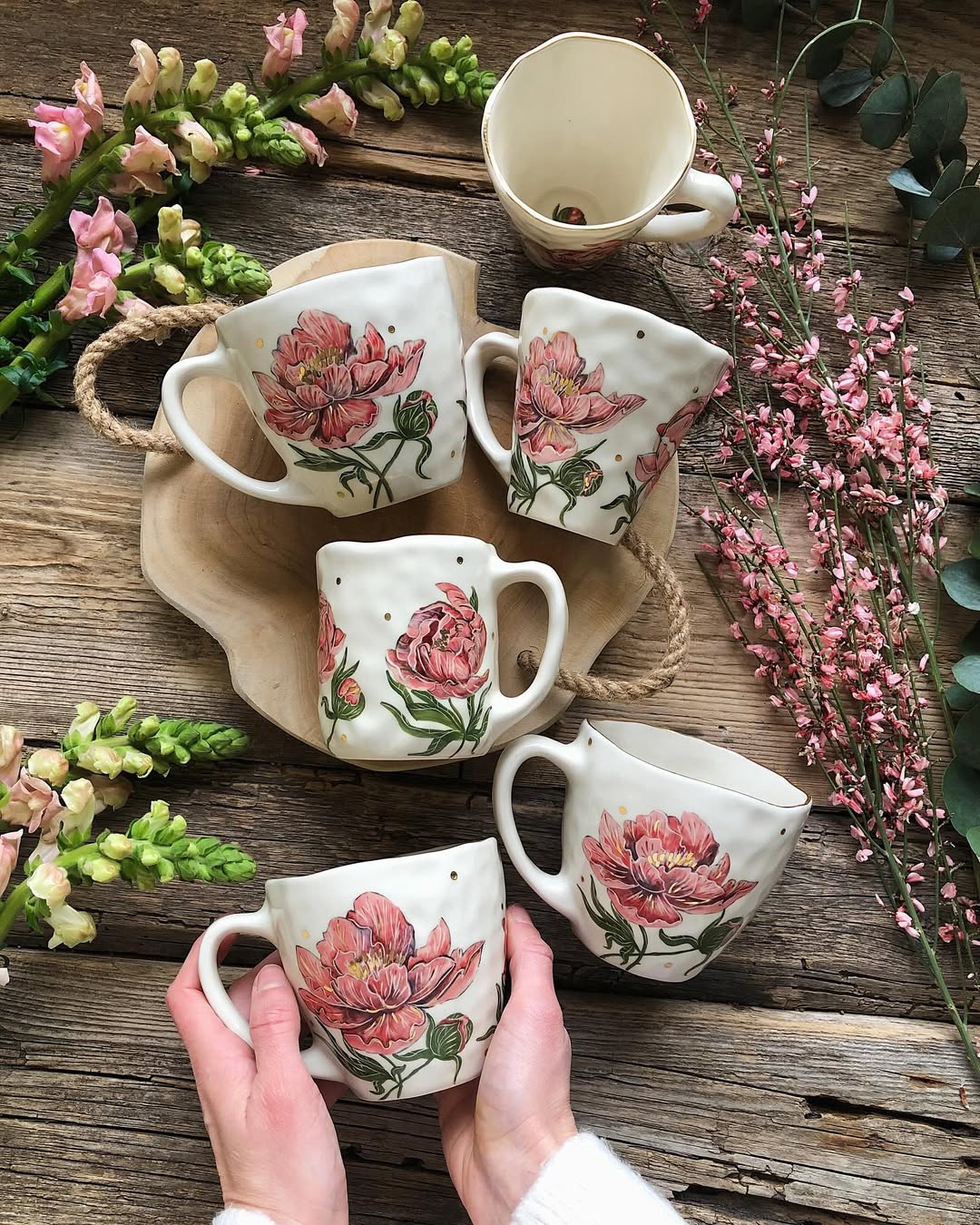 Botanical mug for slow mornings in a large size