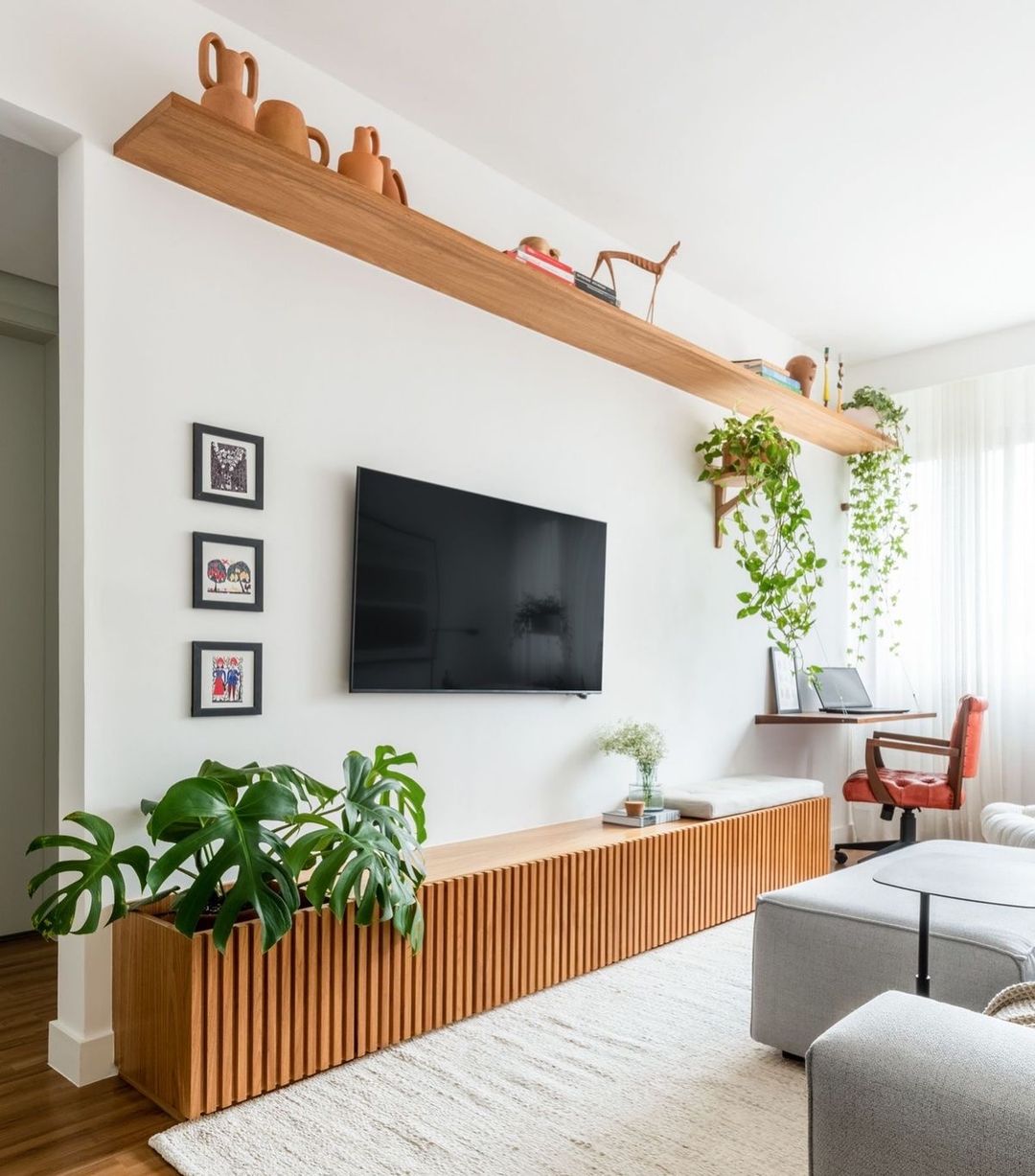 Botanical Harmony with Floating Wooden Accents
