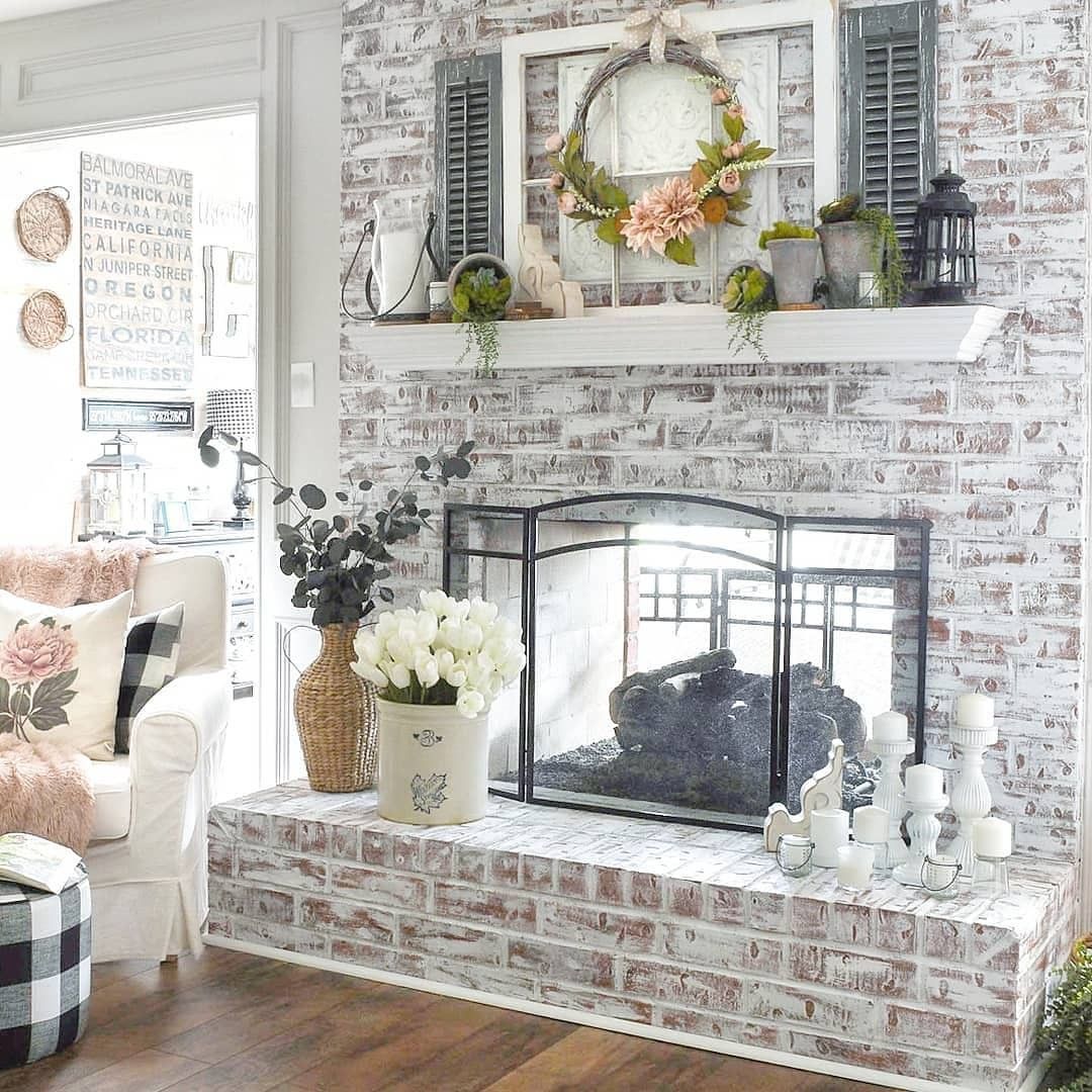 Brick Fireplace with Rustic Character