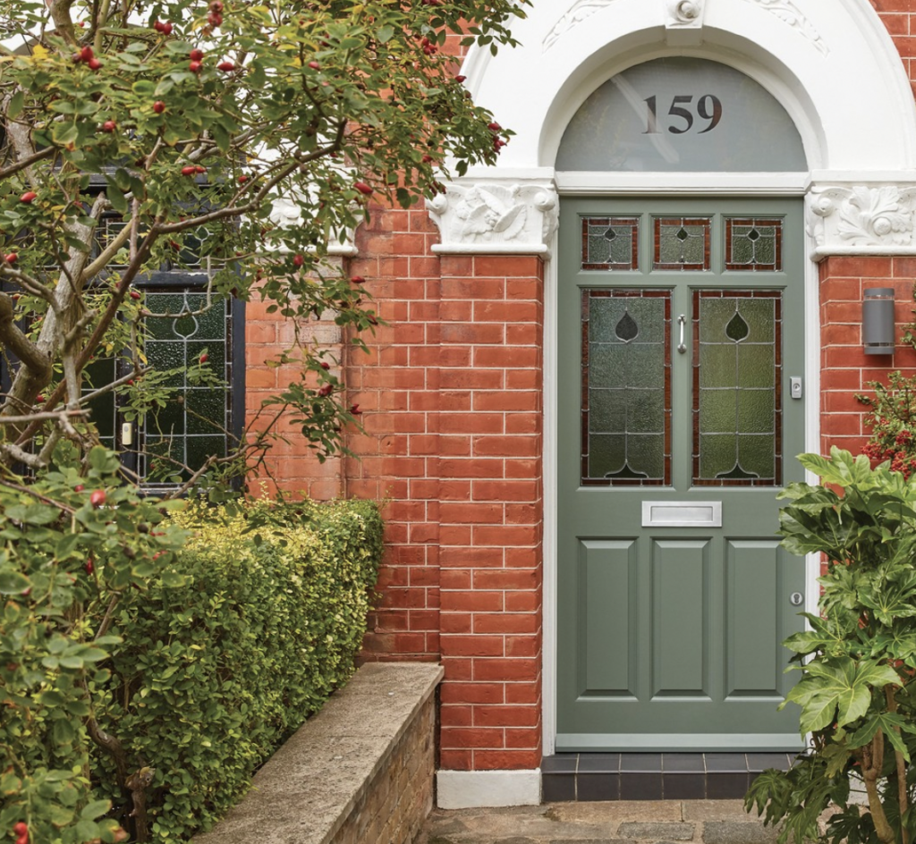 Brick House Door in Green Glass